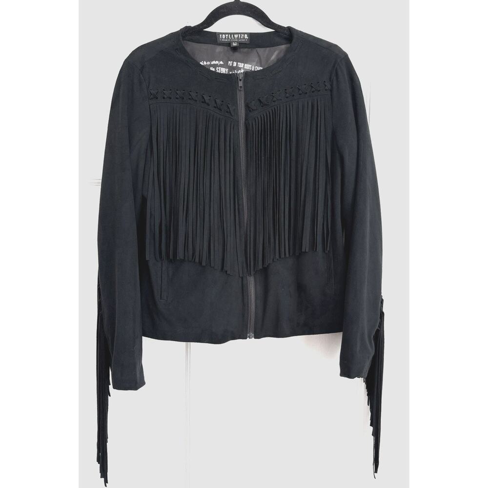 Idyllwind Miranda Lambert Black Faux Suede Fringe Western Jacket Small Womens